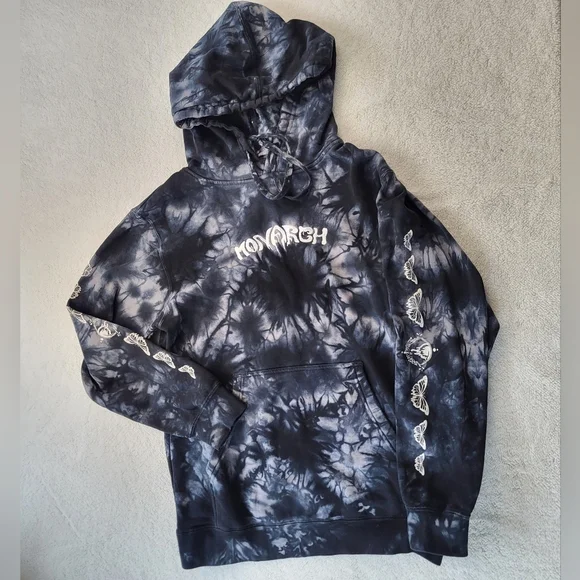 Monarch Sweatshirt Hoodie Mens Size Medium Dark Blue Tie Dye - Picture 2 of 9
